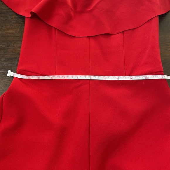 H&M red off the shoulder, ankle length jumpsuit with ruffle neckline. Size xs - Picture 9 of 10